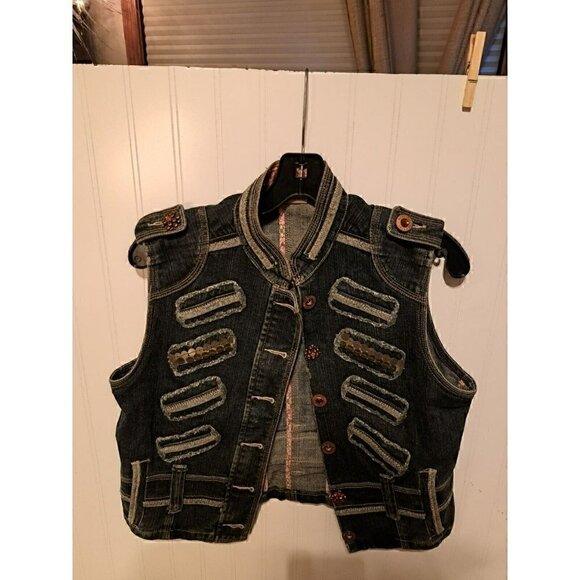 Ruff Hewn Womens Western‎ Jean Jacket MED Sleeveless - Picture 1 of 7